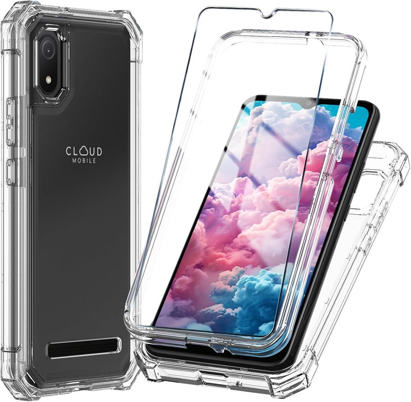 Mocotto for Cloud Mobile Stratus C8 Phone Case with Tempered Glass Screen Protector,Slim Soft Silicone Full-Body Protective Cover (Cloud Mobile Stratus C8,Clear) - Image 1